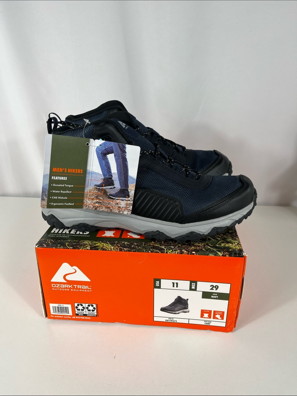 Ozark Trail Men's Dark Navy and Black Trail Hiking Sneakers